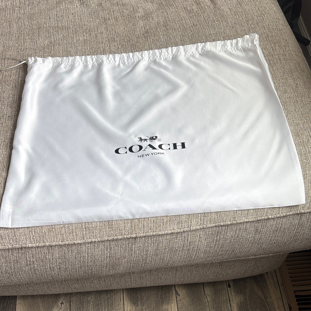 Coach White Drawstring Logo Dust Sack